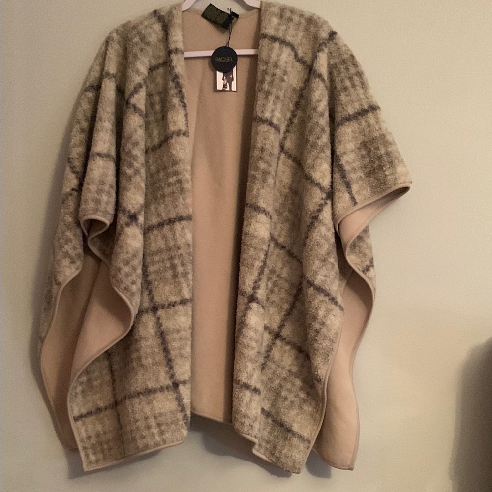 RACHEL Rachel Roy Checkered Tan Poncho